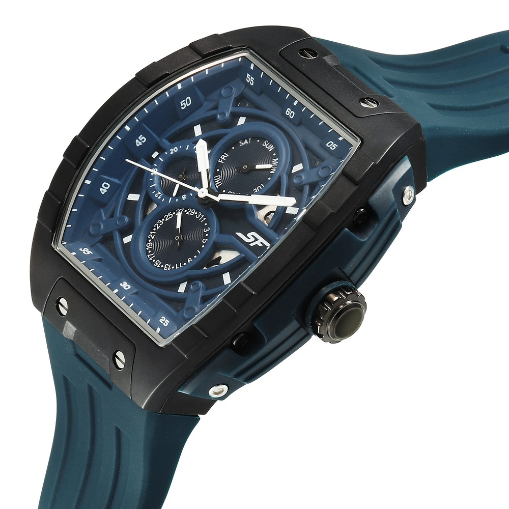 SF Maiden Voyage Sport Watch - Blue Dial & Strap - Tonneau Shaped Case with Multifunction movement (3)