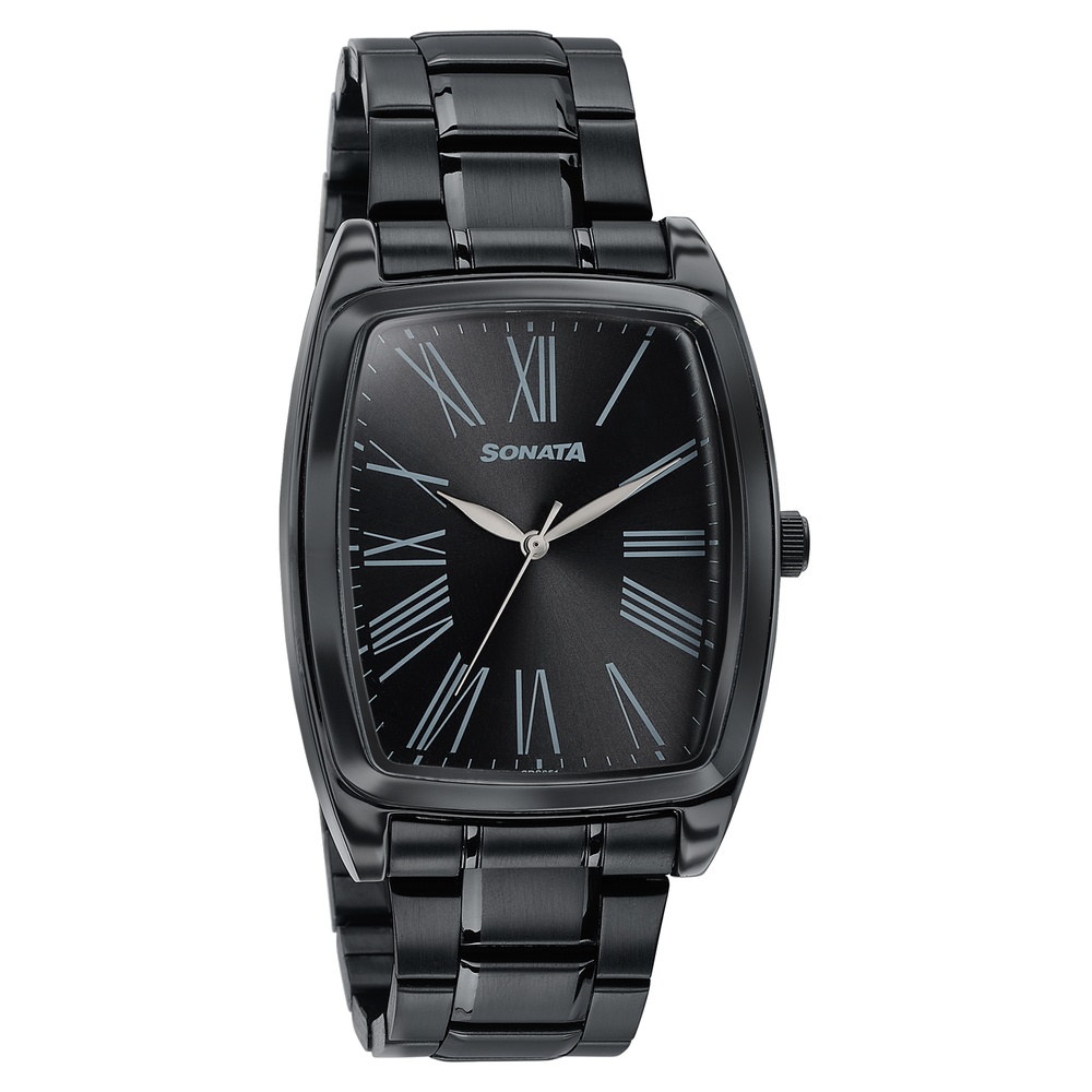Sonata Ascent Black Tonneau Watch for Men (2)
