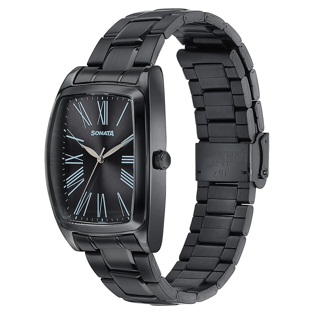 Sonata Ascent Black Tonneau Watch for Men (3)