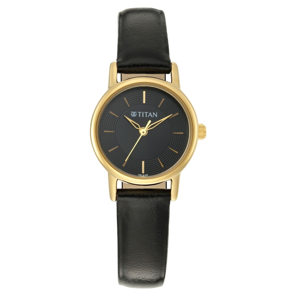 Titan Quartz Analog Black Dial Leather Strap Watch for Women (2)