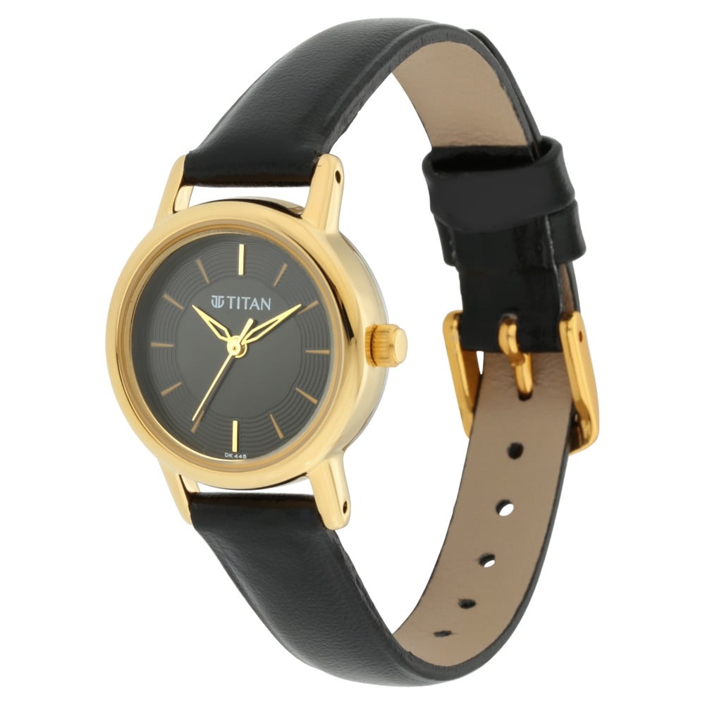 Titan Quartz Analog Black Dial Leather Strap Watch for Women (3)