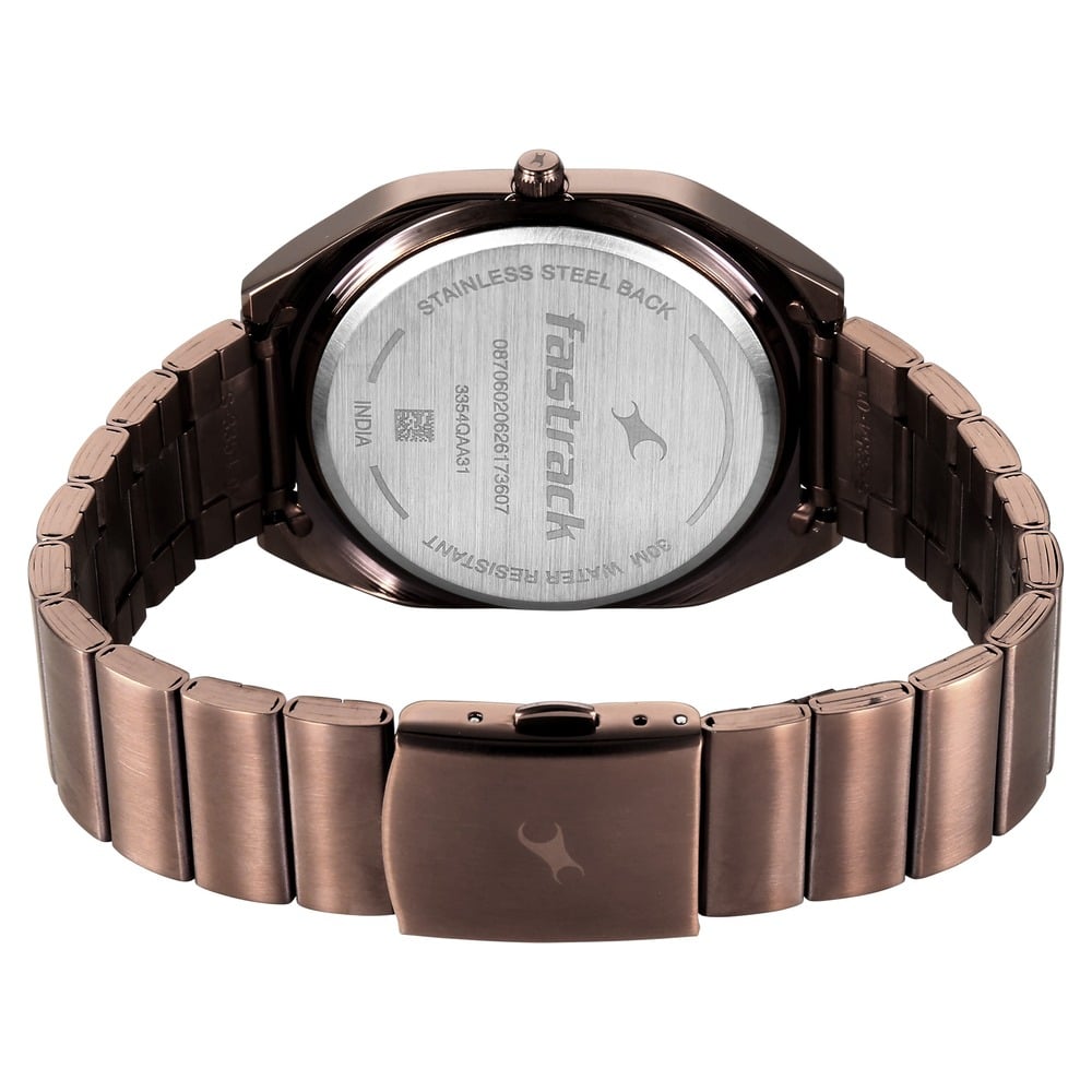 Fastrack 9 to Fine Analog with Black Dial Metal Strap Watch for Guys (6)