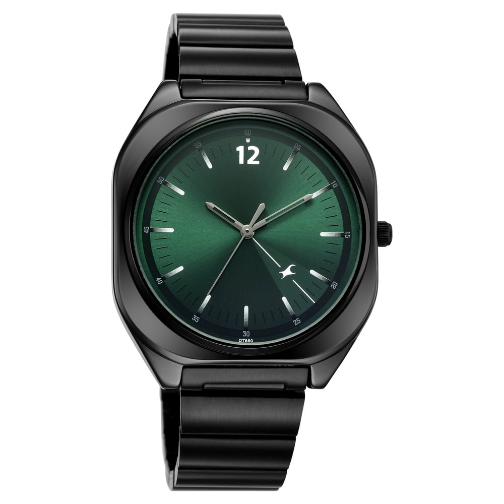 Fastrack 9 to Fine Analog with Green Dial Metal Strap Watch for Guys (2)