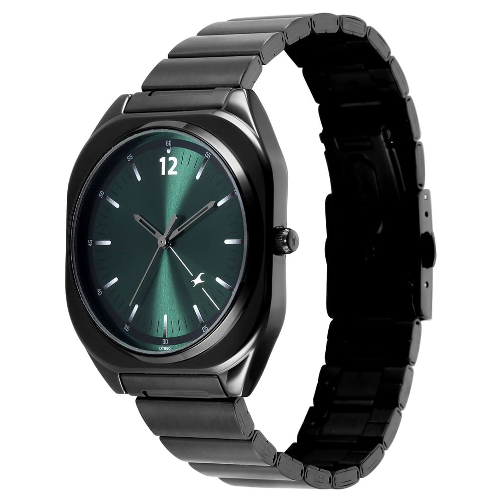 Fastrack 9 to Fine Analog with Green Dial Metal Strap Watch for Guys (3)