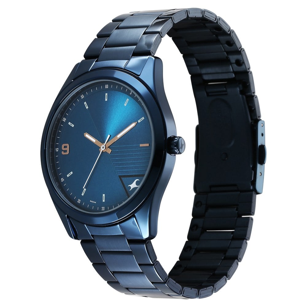 Fastrack Stunners Quartz Analog Blue Dial Blue Metal Strap Watch For Guys (3)