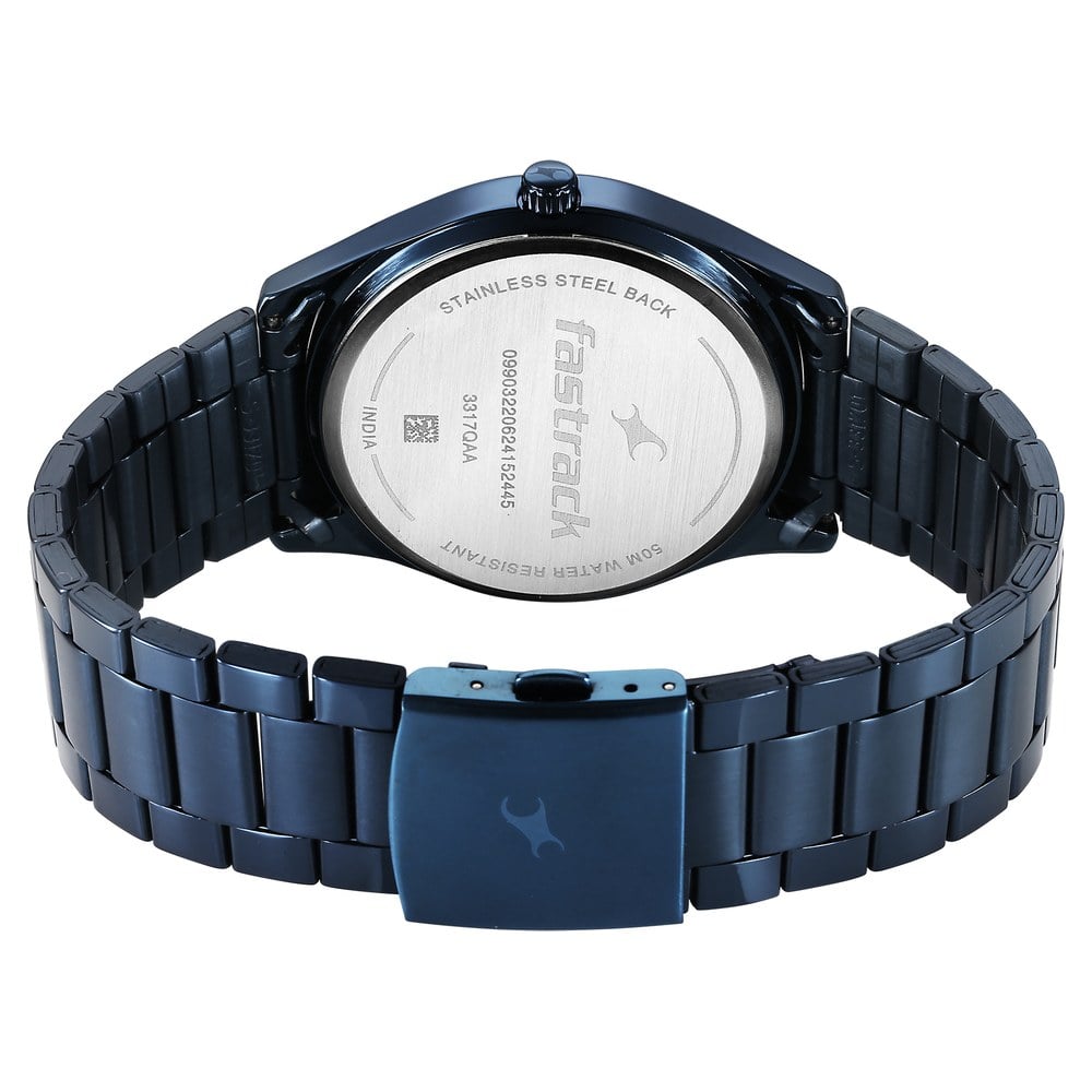 Fastrack Stunners Quartz Analog Blue Dial Blue Metal Strap Watch For Guys (5)