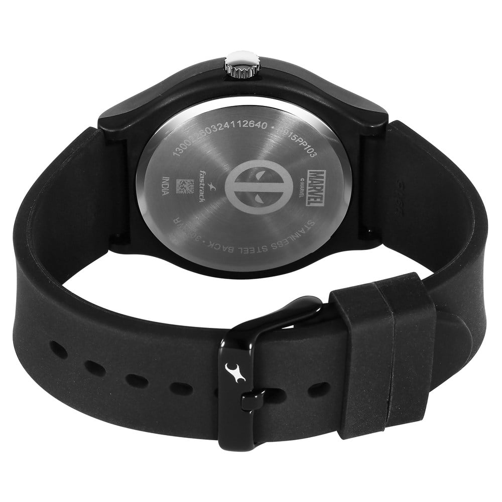 Fastrack Deadpool Wolverine Quartz Analog Black Dial With Black Silicone Strap Watch For Unisex (5)