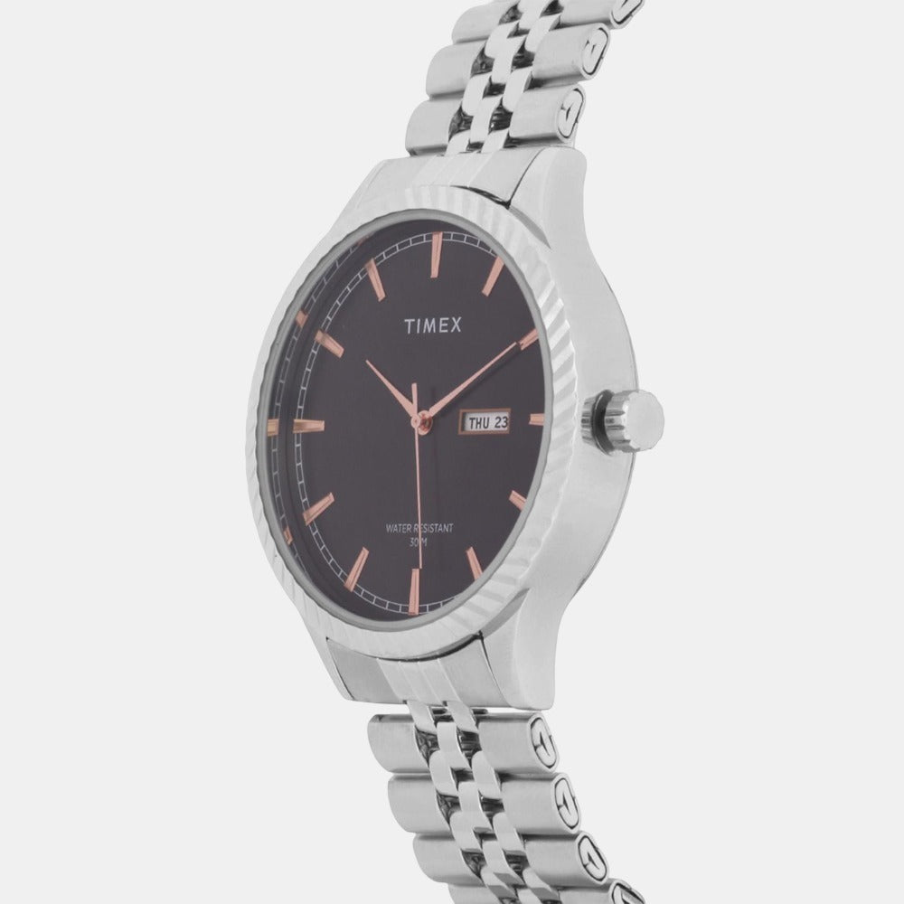 Timex Classics Men Quartz Black Dial Analog Stainless Steel Watch TW0TG7500 (3)