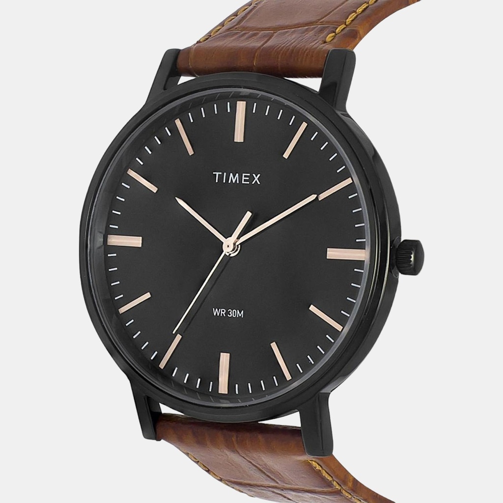 Timex Classics Men Quartz Black Dial Analog Leather Watch TW0TG8004 (2)