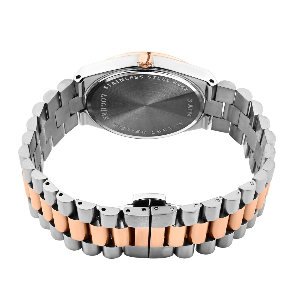 Logues Quartz Analogue Grey Dial Rose Two Tone Metal Strap Watch For Men (3)