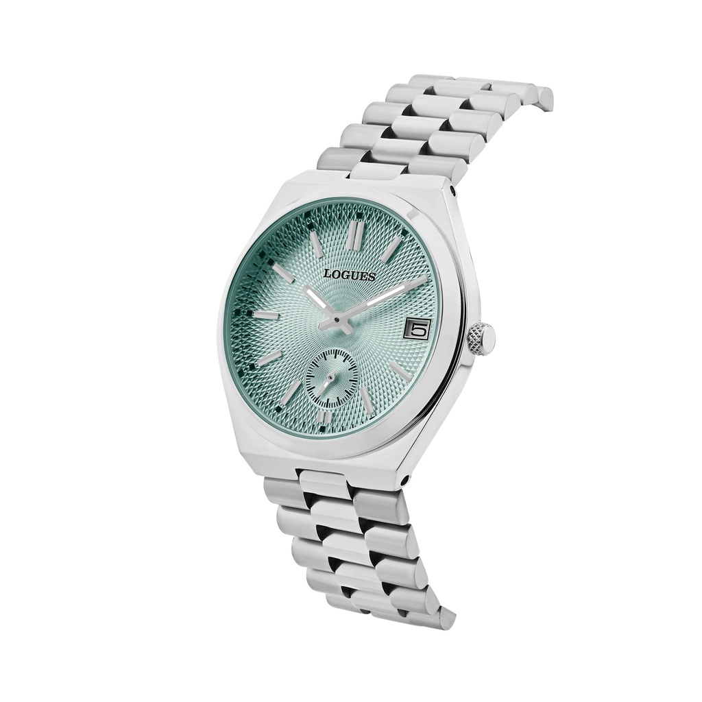 Logues Quartz Analogue Blue Dial Steel Metal Strap Watch For Men (2)