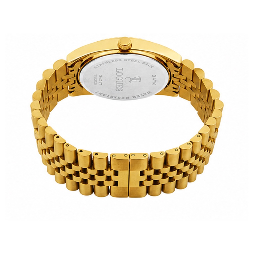 Logues Quartz Analogue Green Dial Gold Metal Strap Watch For Men (3)