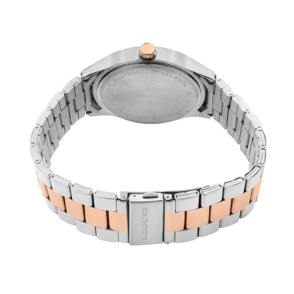 Logues Quartz Analogue Silver Dial Rose Two Tone Metal Strap Watch For Men (3)