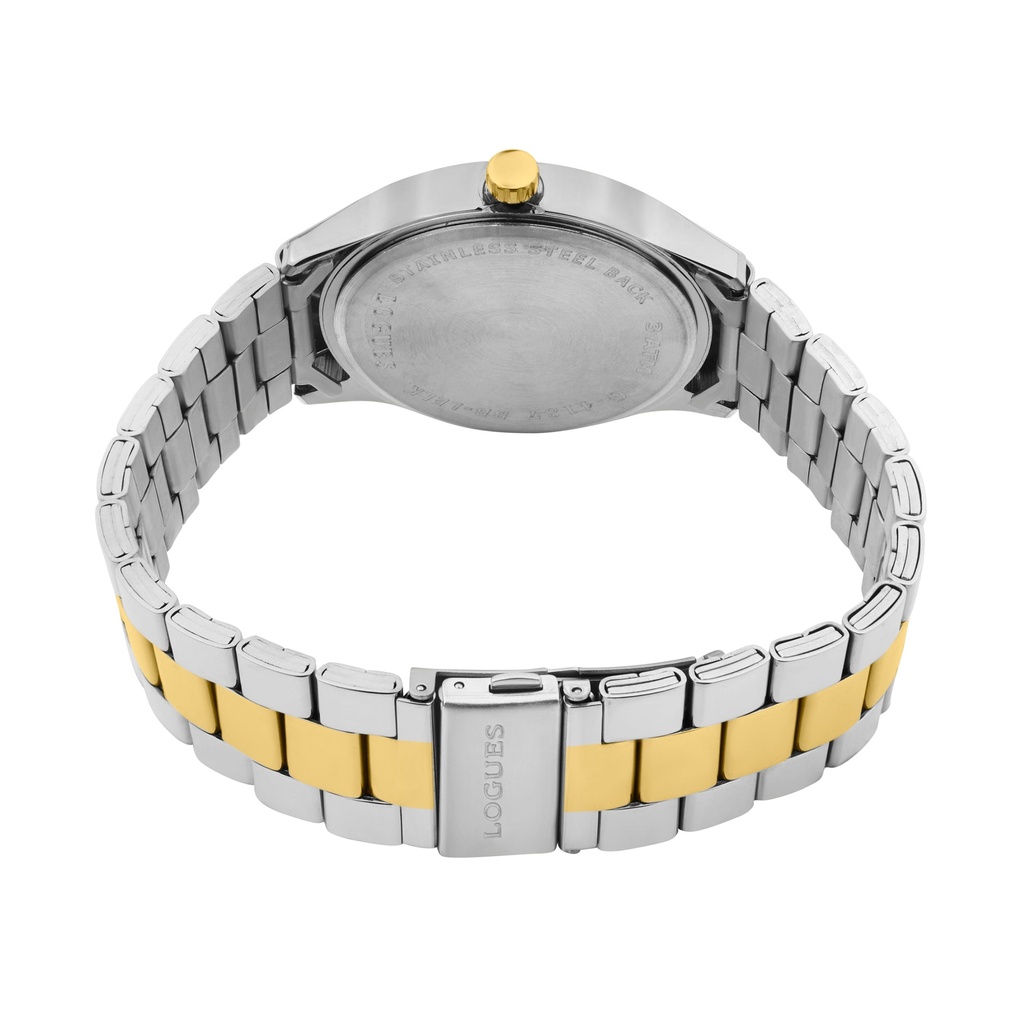 Logues Quartz Analogue Silver Dial Gold Two Tone Metal Strap Watch For Men (3)