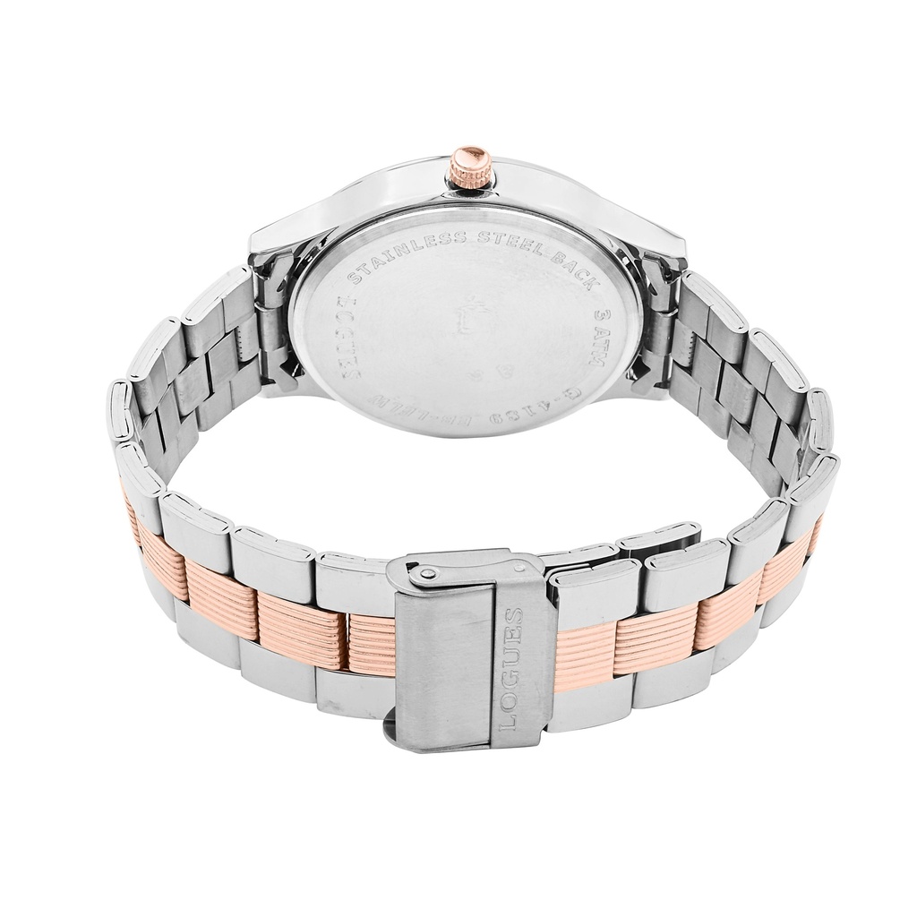 Logues Quartz Analogue Silver Dial Rose Two Tone Metal Strap Watch For Men (3)