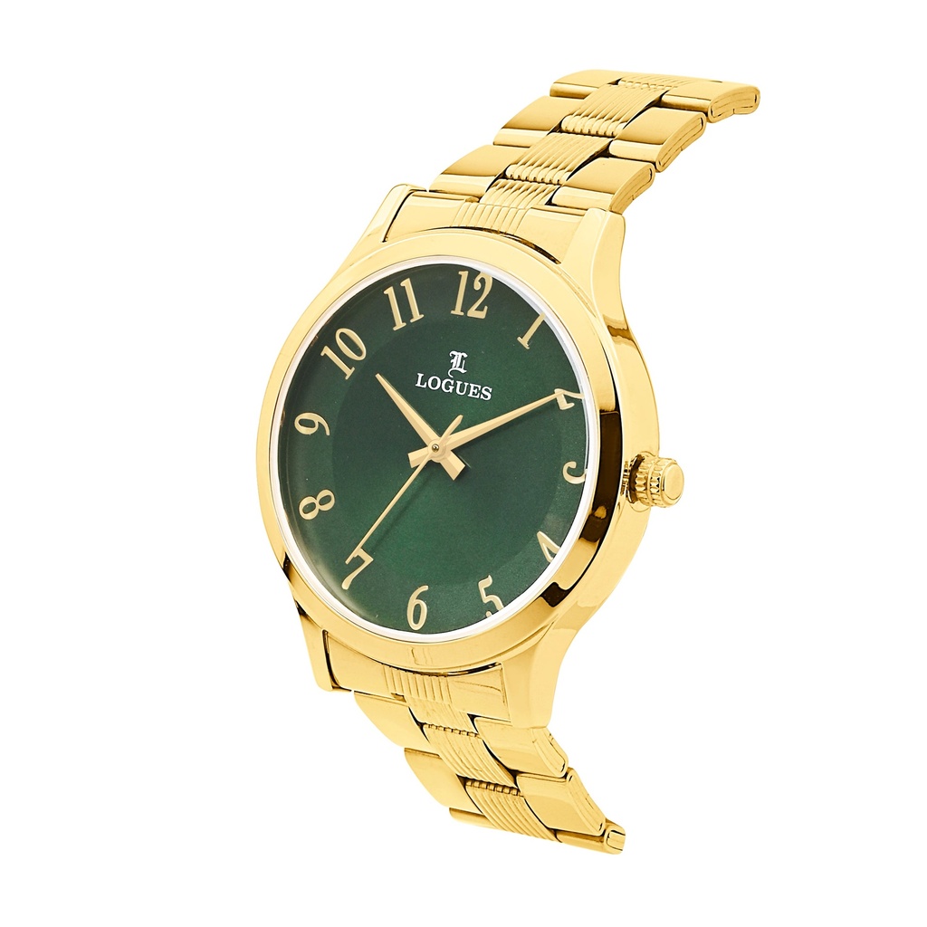 Logues Quartz Analogue Green Dial Gold Metal Strap Watch For Men (2)