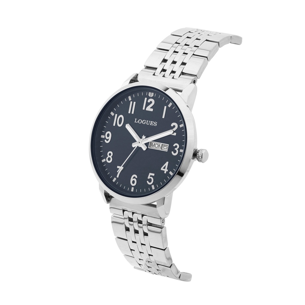 Logues Quartz Analogue Blue Dial Steel Metal Strap Watch For Men (2)