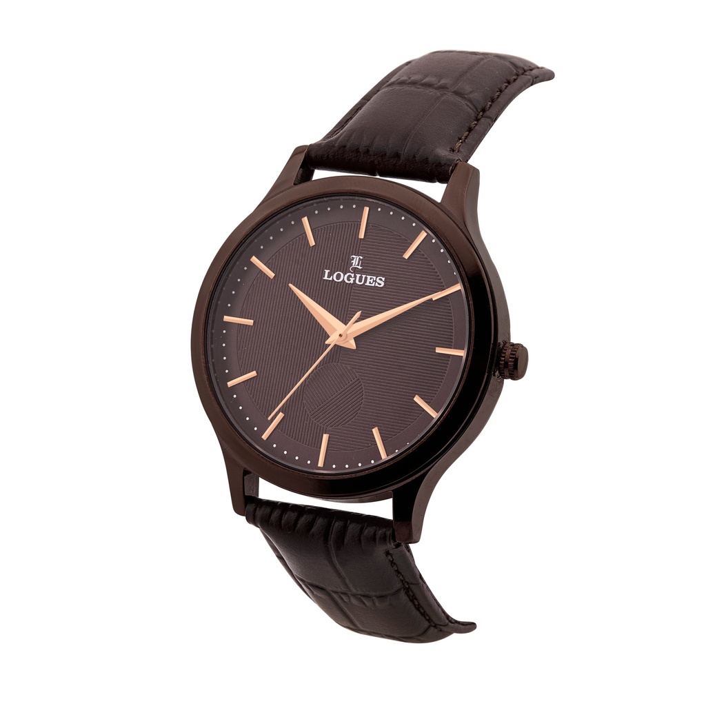 Logues Quartz Analogue Brown Dial Brown Leather Strap Watch For Men (2)