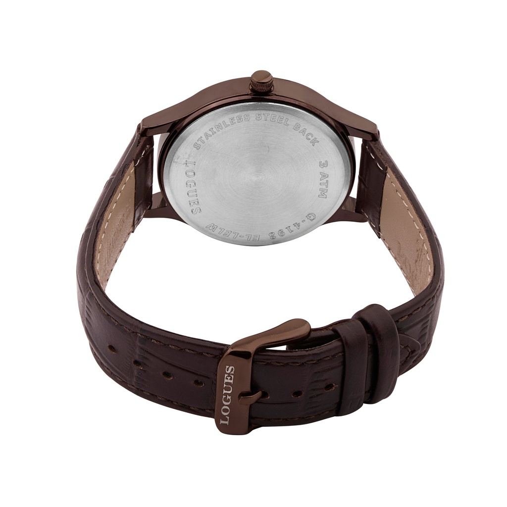 Logues Quartz Analogue Brown Dial Brown Leather Strap Watch For Men (3)