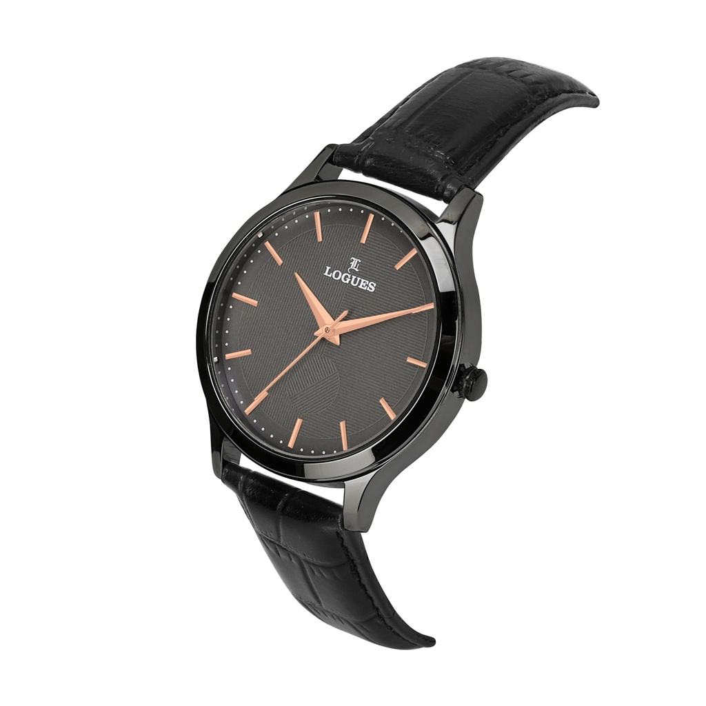 Logues Quartz Analogue Grey Dial Grey Leather Strap Watch For Men (2)