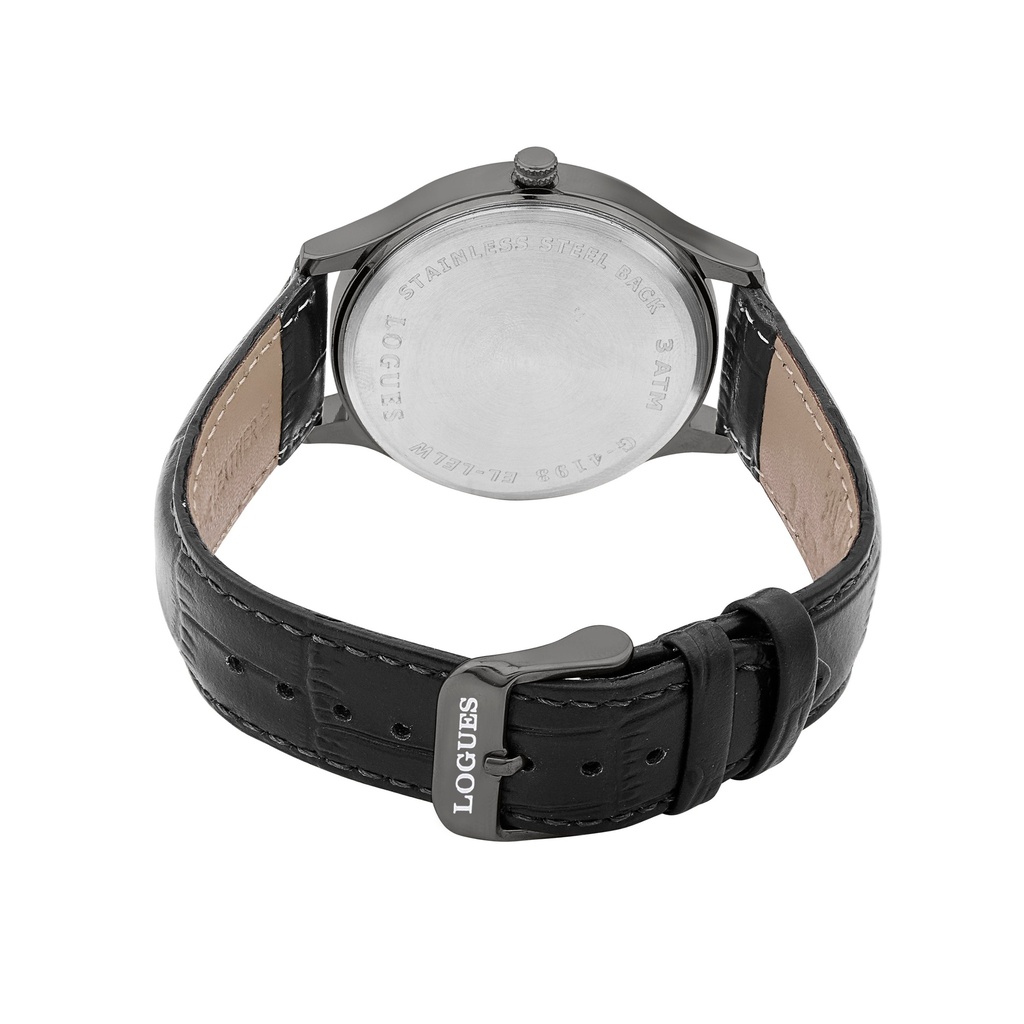 Logues Quartz Analogue Grey Dial Grey Leather Strap Watch For Men (3)