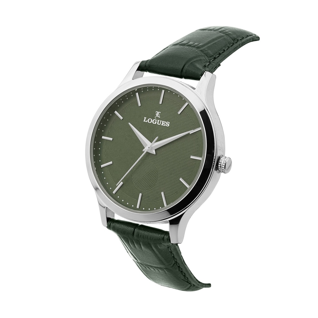 Logues Quartz Analogue Green Dial Green Leather Strap Watch For Men (2)