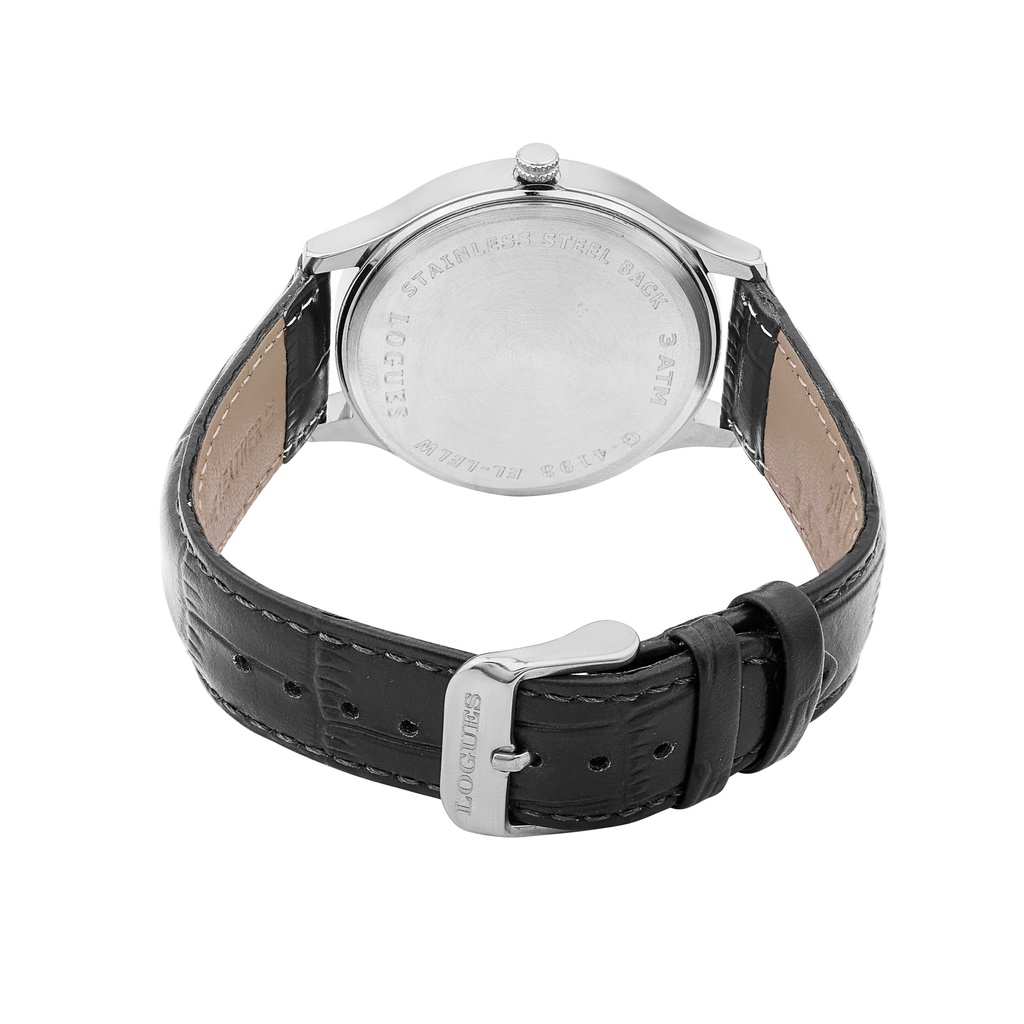 Logues Quartz Analogue Silver Dial Black Leather Strap Watch For Men (3)
