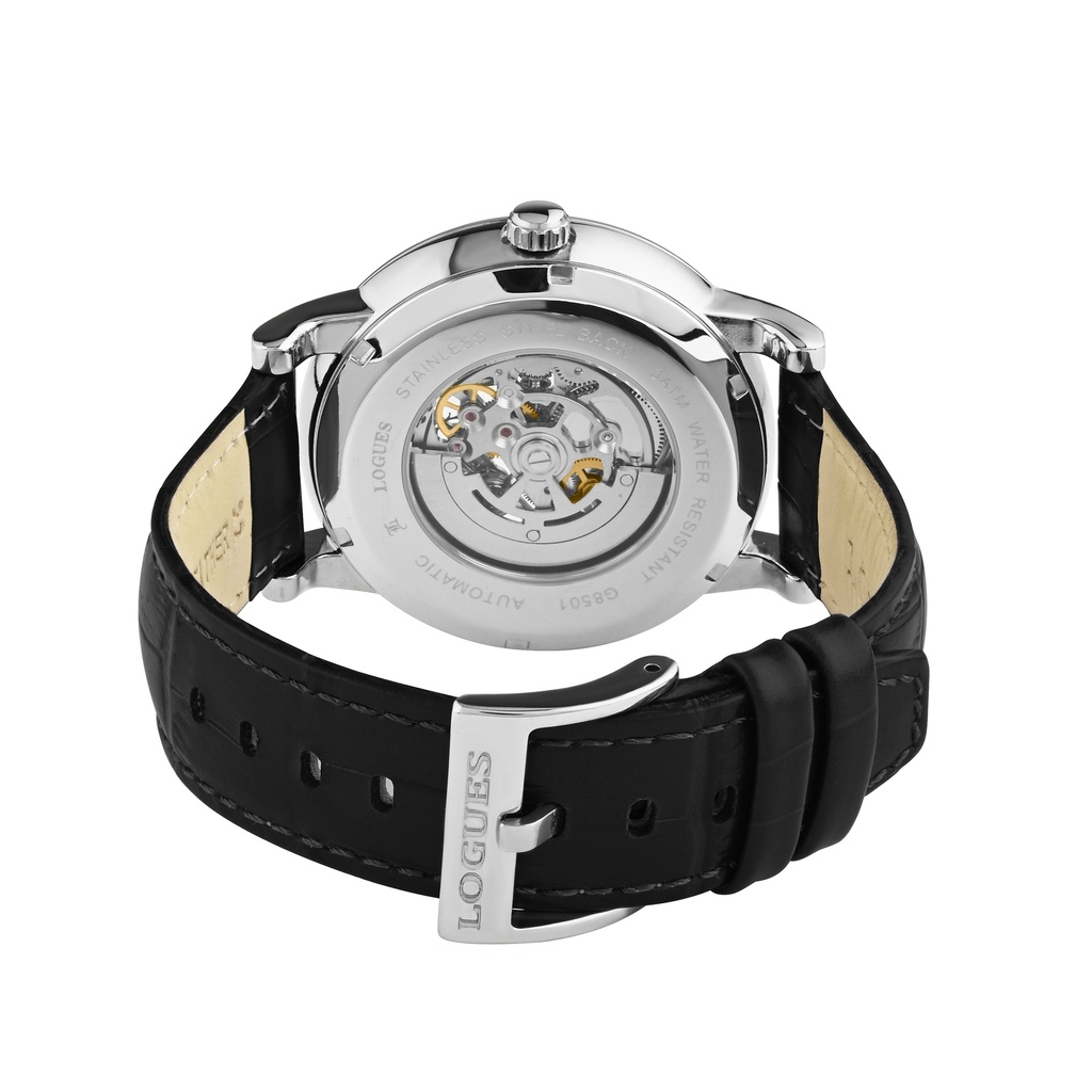 Logues Automatic Analogue Grey Dial Black Leather Strap Watch For Men (3)