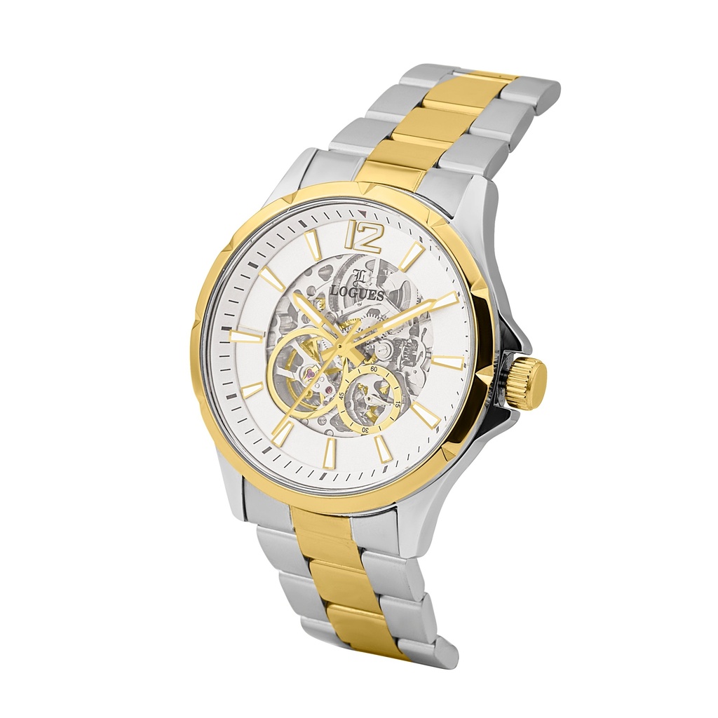 Logues Automatic Analogue Silver Dial Gold Two Tone Metal Strap Watch For Men (2)