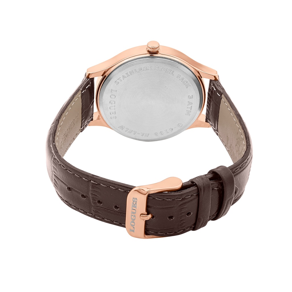 Logues Quartz Analogue Silver Dial Brown Leather Strap Watch For Men (3)
