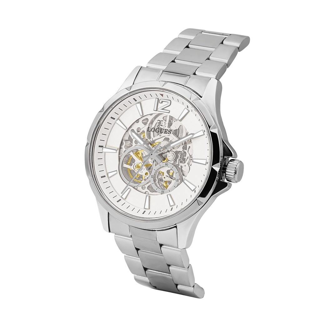 Logues Automatic Analogue Silver Dial Steel Metal Strap Watch For Men (2)