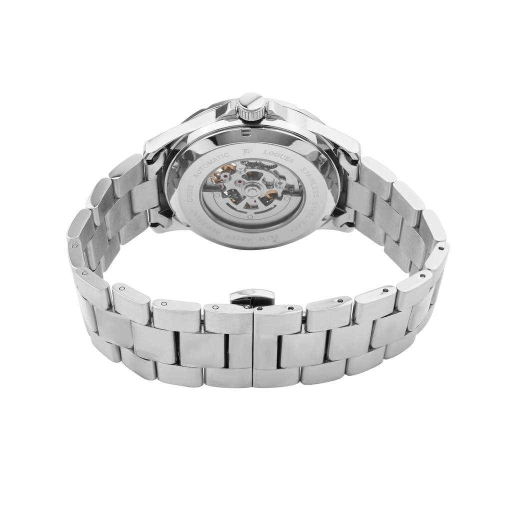 Logues Automatic Analogue Silver Dial Steel Metal Strap Watch For Men (3)