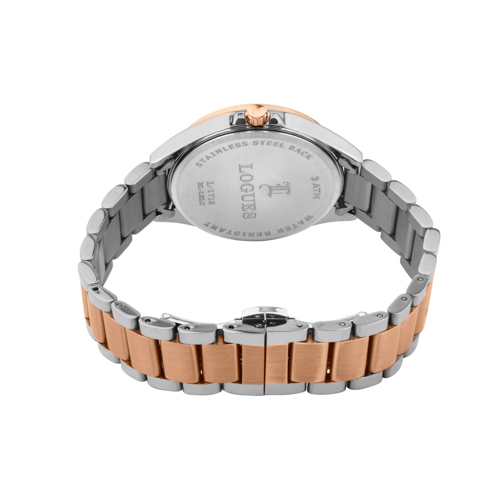 Logues Quartz Analogue Blue Dial Rose Two Tone Metal Strap Watch For Women (3)