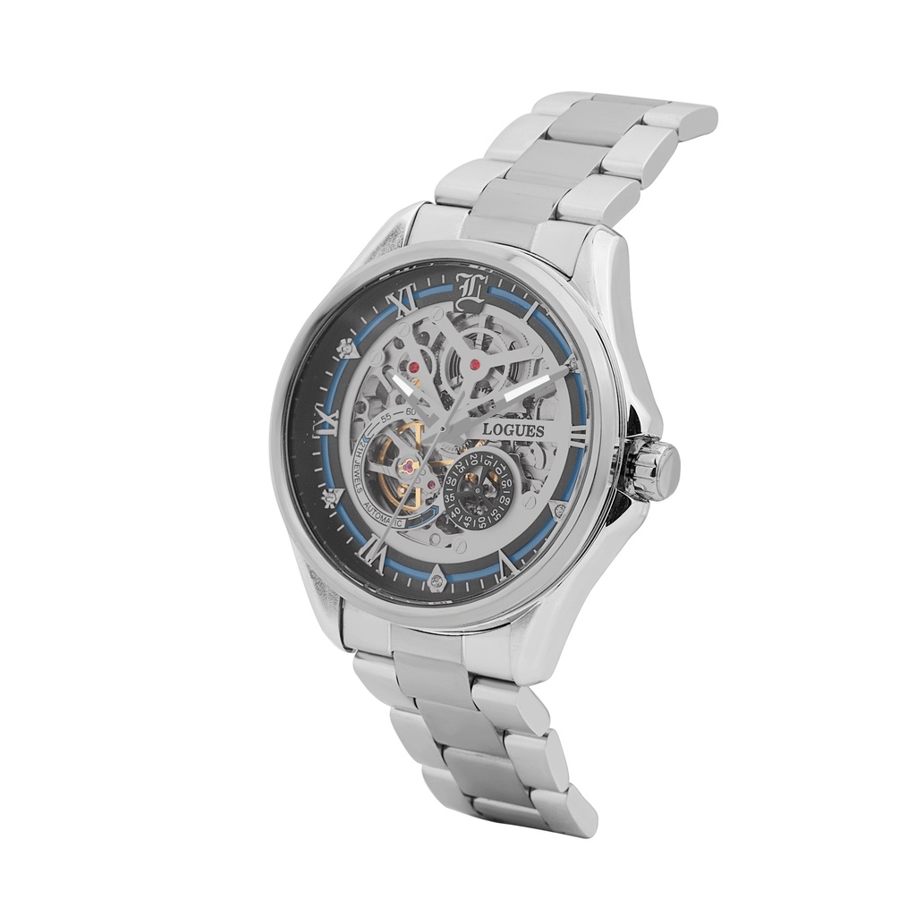 Logues Automatic Analogue Blue Dial Silver Metal Strap Watch For Men (2)