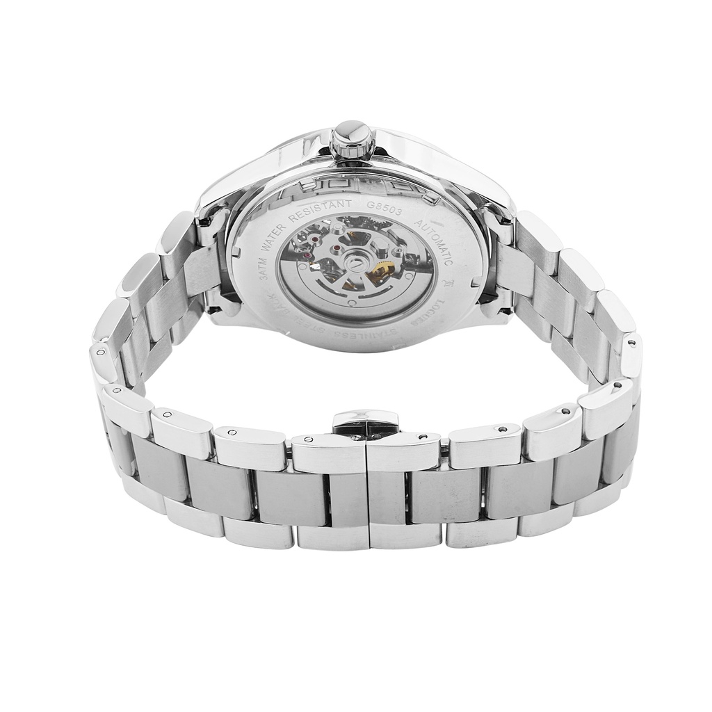 Logues Automatic Analogue Blue Dial Silver Metal Strap Watch For Men (3)