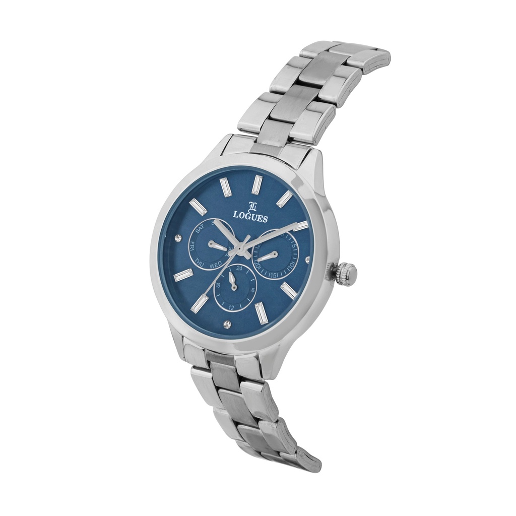 Logues Quartz Analogue Blue Dial Steel Metal Strap Watch For Women (2)