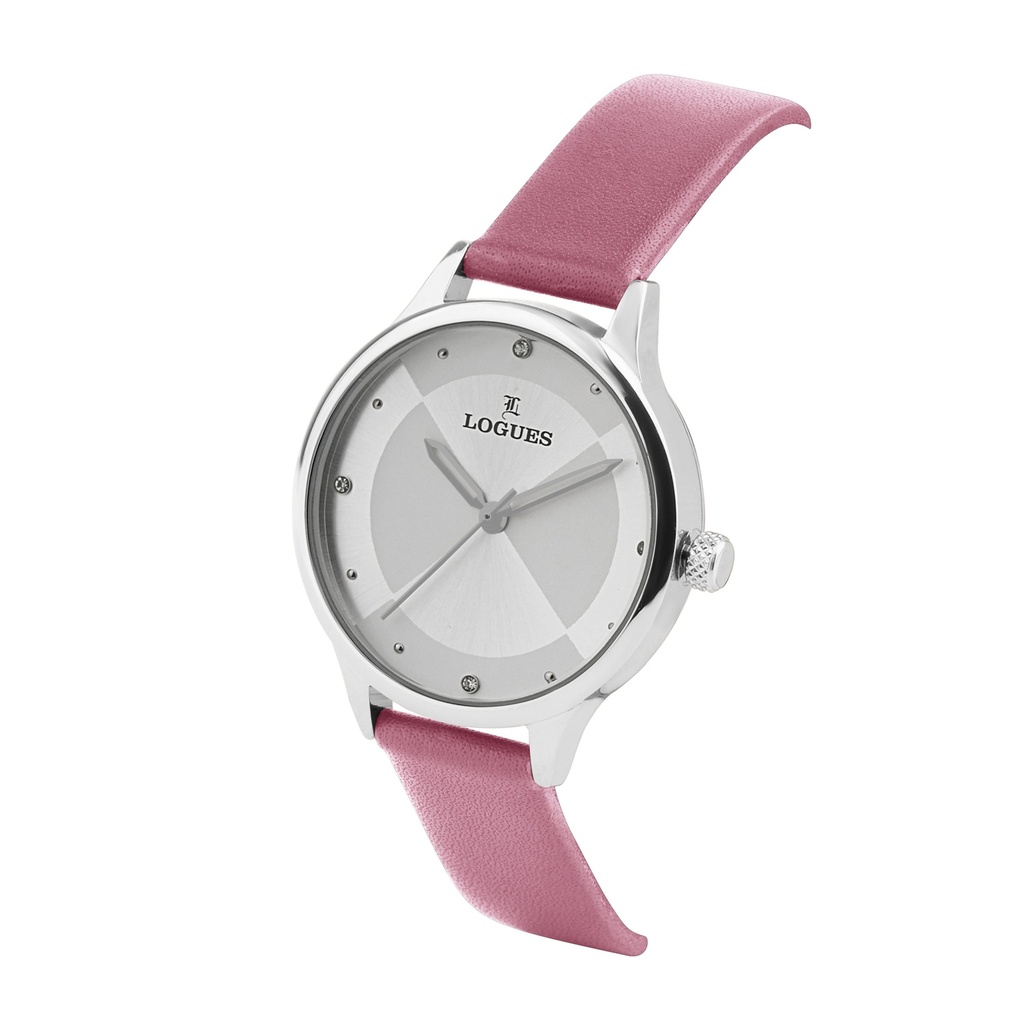 Logues Quartz Analogue Silver Dial Pink Leather Strap Watch For Women (2)