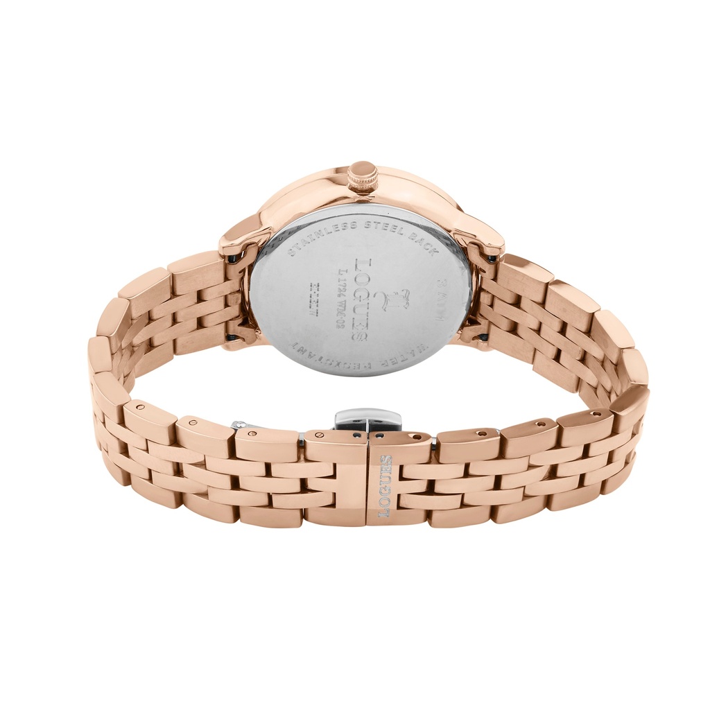 Logues Quartz Analogue Silver Dial Rose Metal Strap Watch For Women (3)