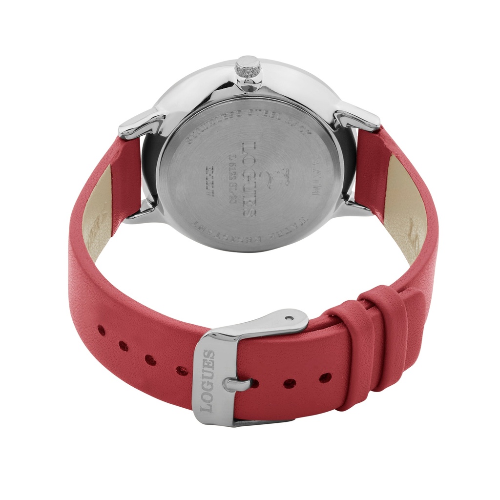 Logues Quartz Analogue Silver Dial Red Leather Strap Watch For Women (3)