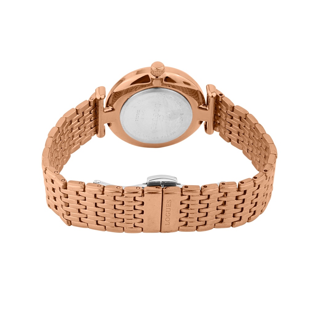Logues Quartz Analogue Black Dial Rose Metal Strap Watch For Women (3)