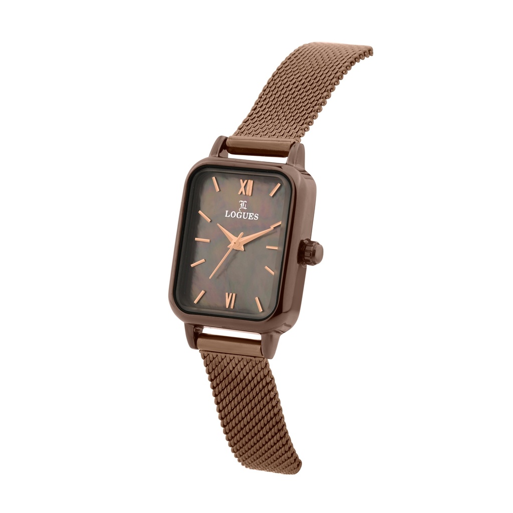 Logues Quartz Analogue Brown Dial Brown Mesh Strap Watch For Women (2)