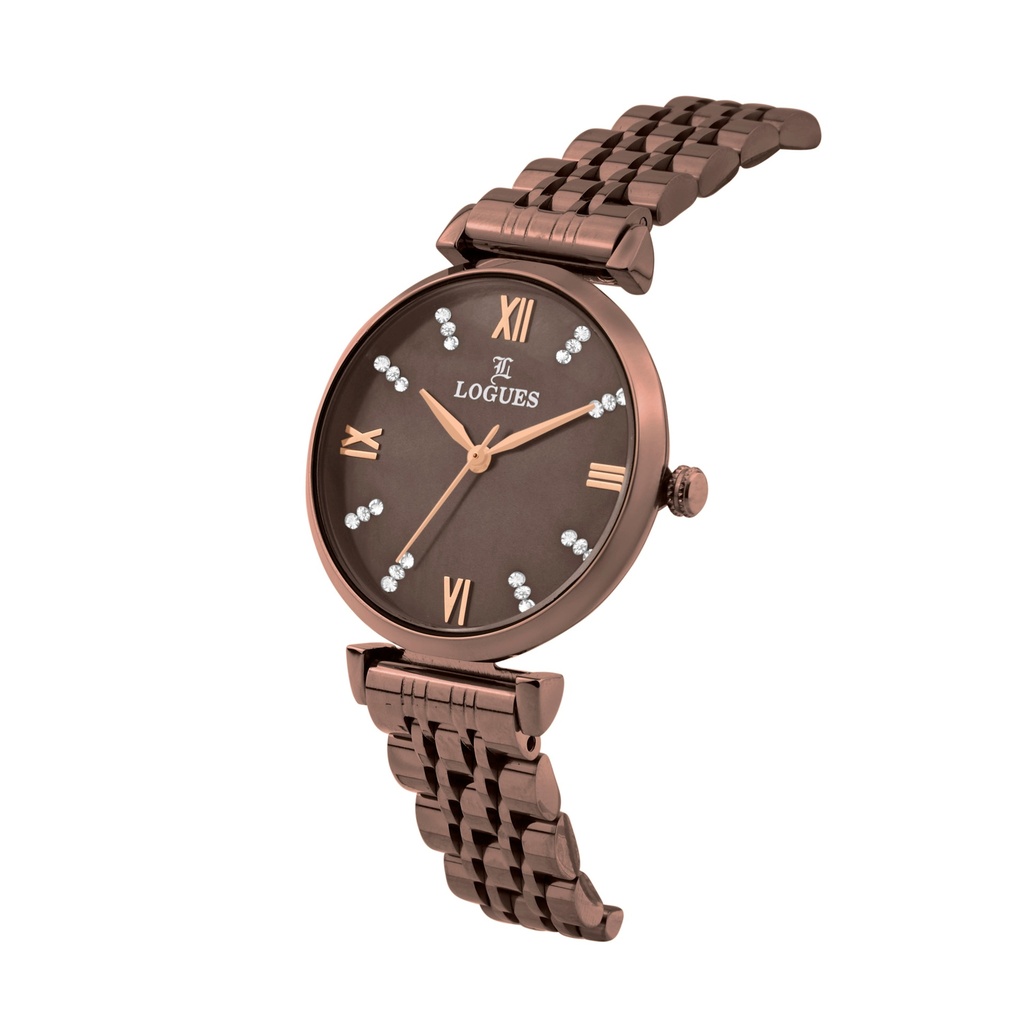 Logues Quartz Analogue Brown Dial Brown Metal Strap Watch For Women (2)