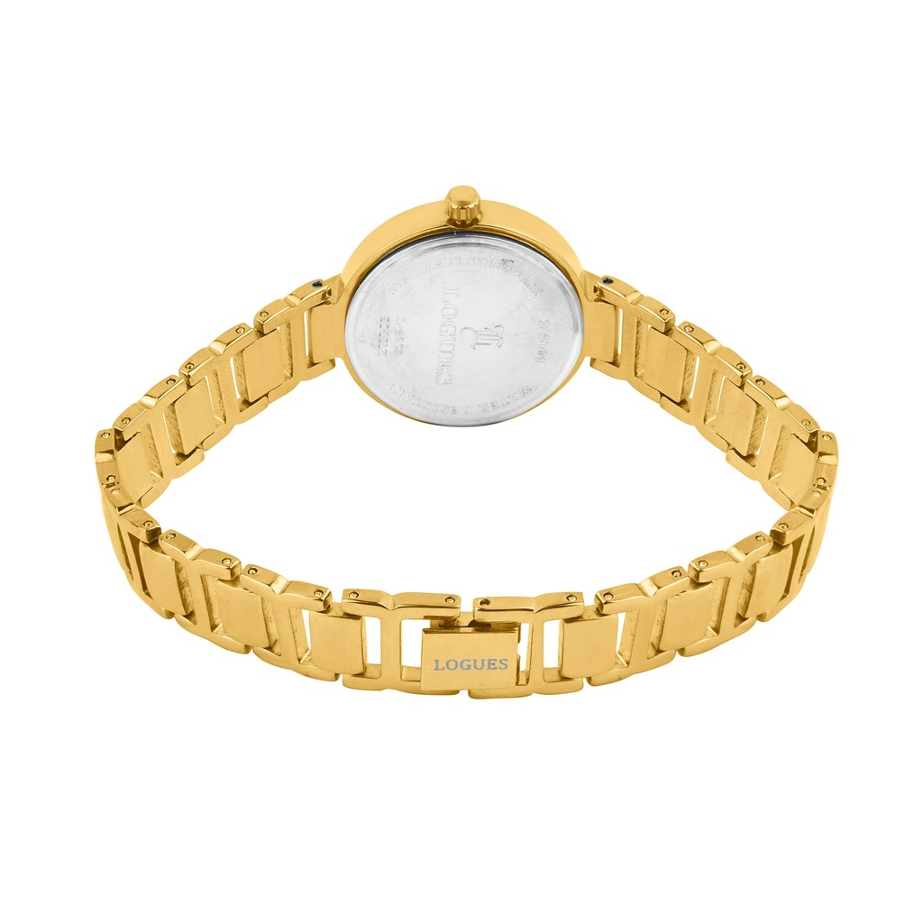 Logues Quartz Analogue Gold Dial Gold Metal Strap Watch For Women (3)