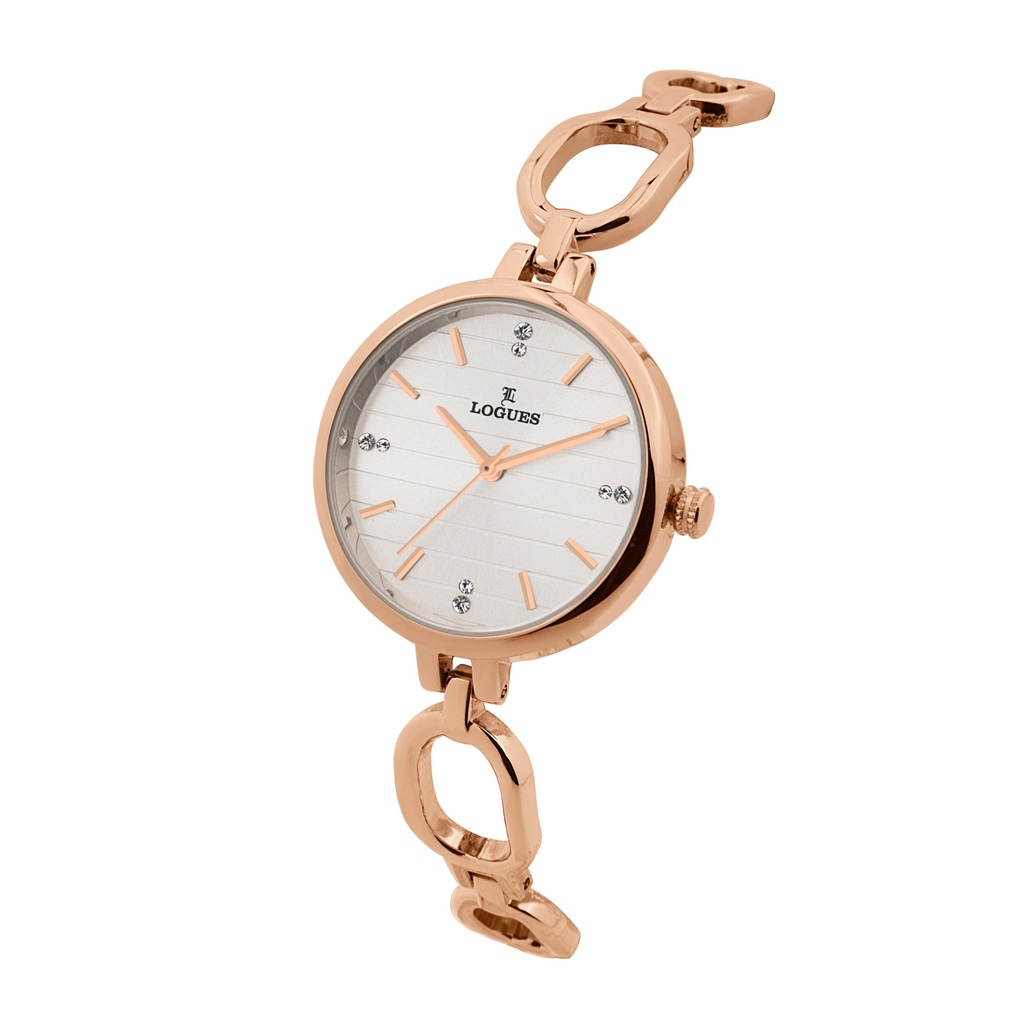 Logues Quartz Analogue Silver Dial Rose Metal Strap Watch For Women (2)