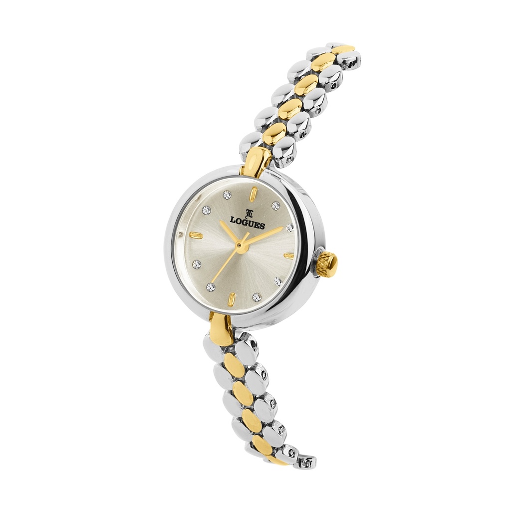 Logues Quartz Analogue Ivory Dial Gold Two Tone Metal Strap Watch For Women (2)