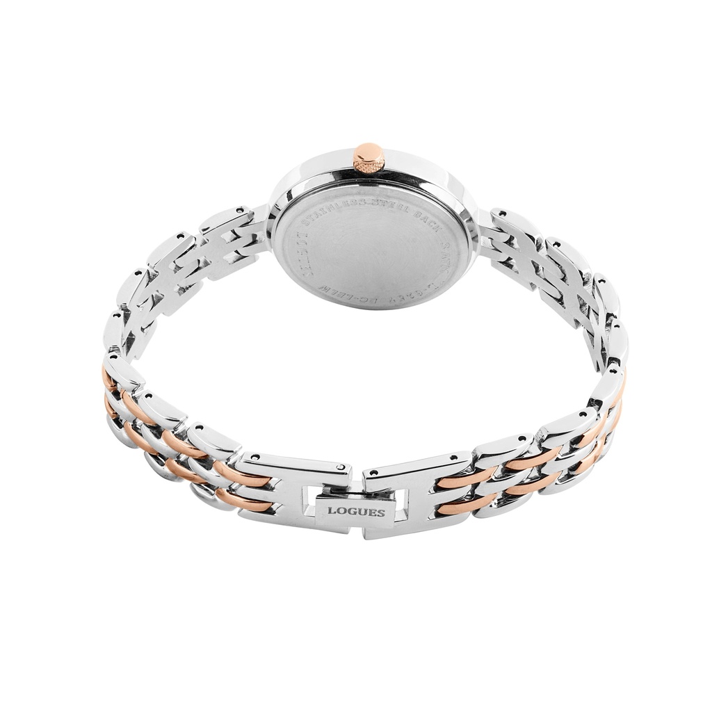 Logues Quartz Analogue Silver Dial Rose Two Tone Metal Strap Watch For Women (3)