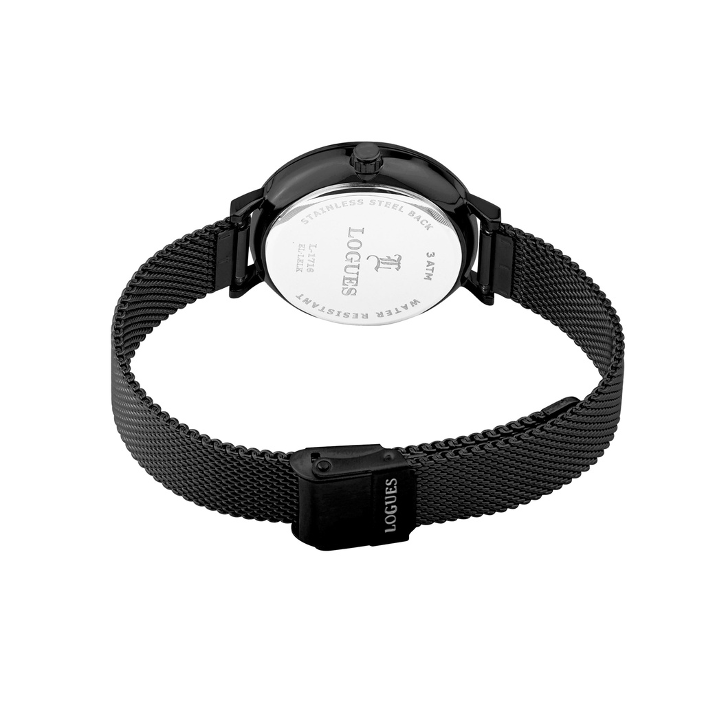 Logues Quartz Analogue Black Dial Black Mesh Strap Watch For Women (3)