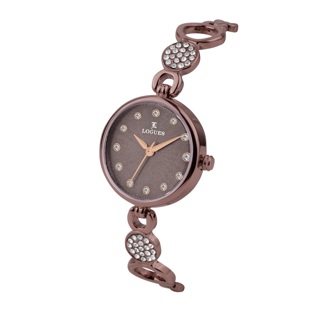 Logues Quartz Analogue Brown Dial Brown Metal Strap Watch For Women (2)