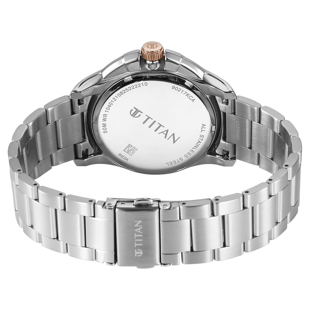 Titan Classique Four Eye Multifunction Analog with Blue Dial Silver Stainless Steel Strap Watch for Men (5)