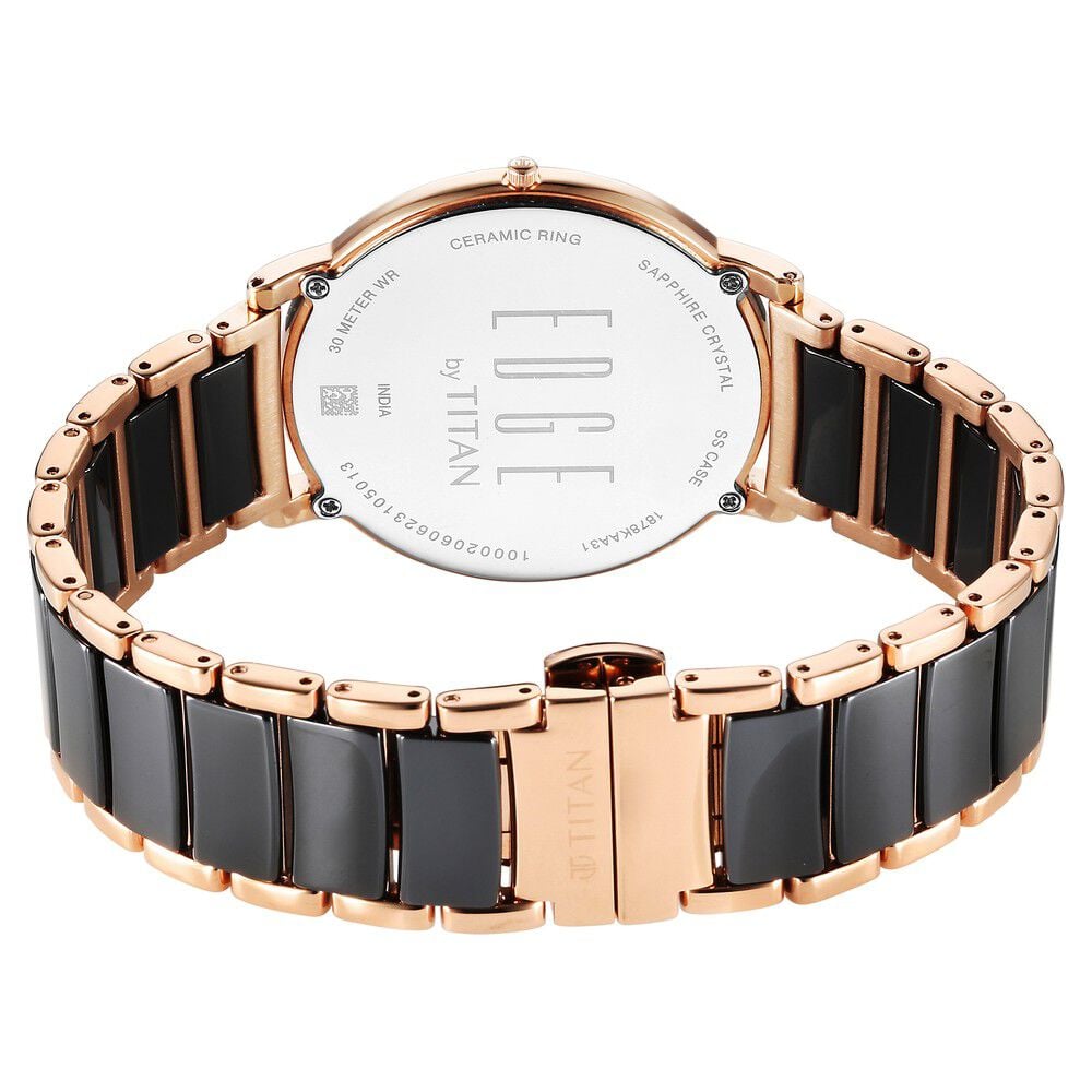 Titan Edge Fusion Slim Two-Toned Steel And Ceramic Strap Black Dial Analog Watch for Men